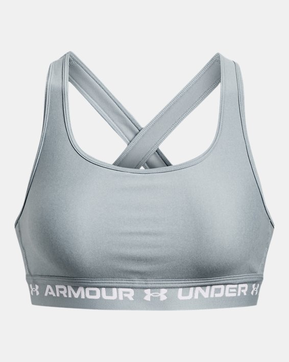 Women's Armour® Mid Crossback Heather Sports Bra, Blue, pdpMainDesktop image number 10